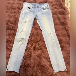 American Eagle Outfitters Light Blue Distressed Skinny Jeans